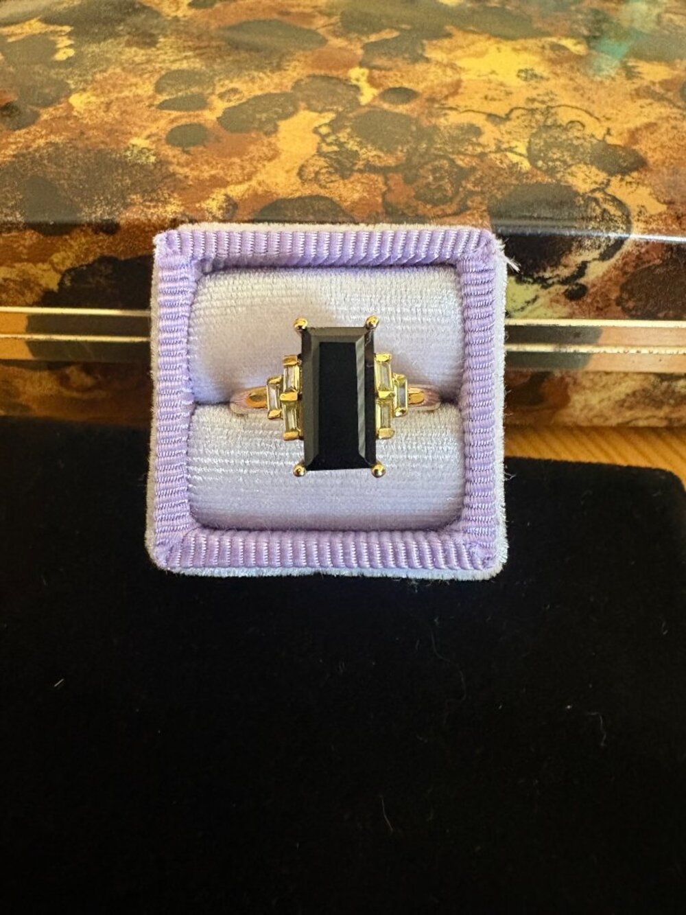 NWOT Local Eclectic Bold Baguette Ring - Black Onyx & Peridot - Size 7 SOLD OUT